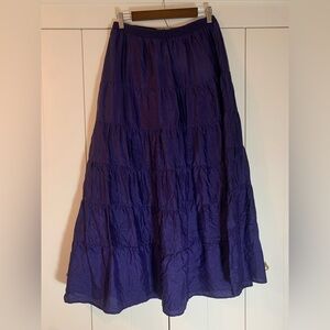 Garnet‎ Hill Navy Blue Silk Tiered Skirt Size Small